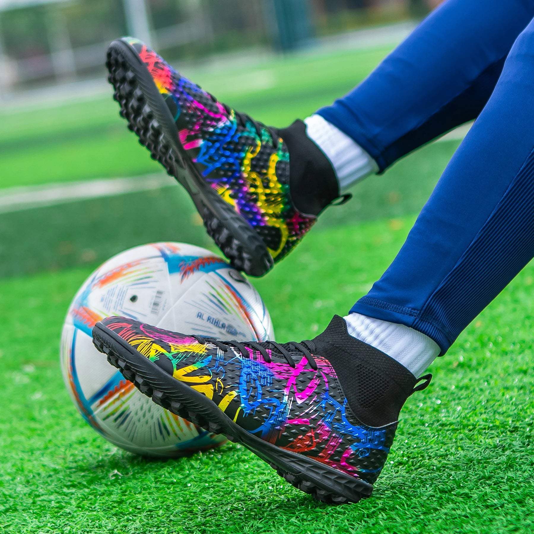 Sapatos de futebol profissional High Top para homens, TF unhas quebradas unhas curtas, esportes ao ar livre, tênis de competição