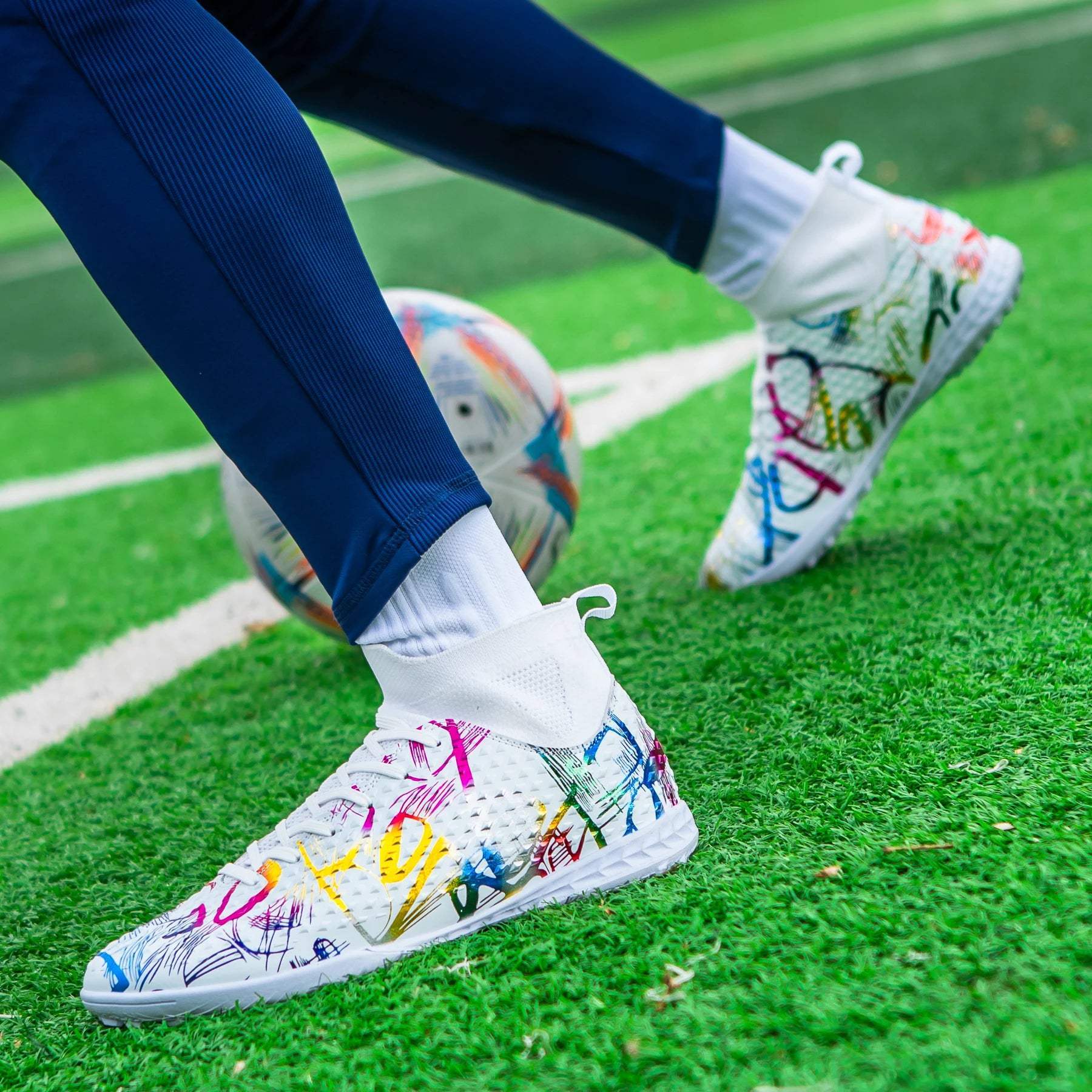 Sapatos de futebol profissional High Top para homens, TF unhas quebradas unhas curtas, esportes ao ar livre, tênis de competição