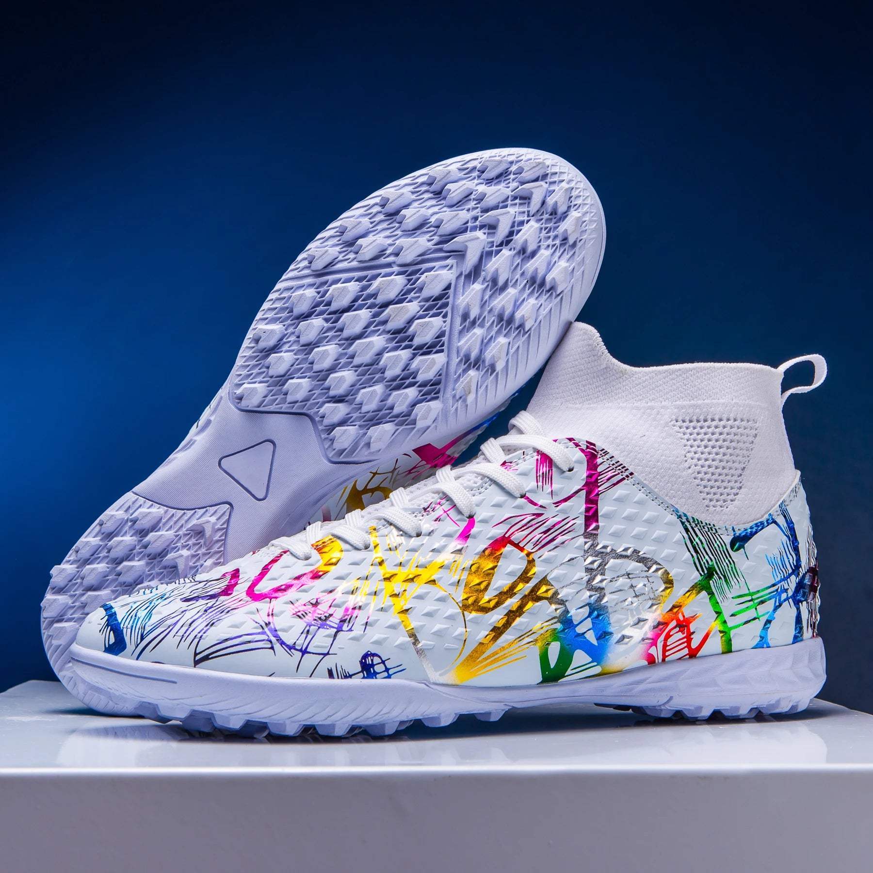 Sapatos de futebol profissional High Top para homens, TF unhas quebradas unhas curtas, esportes ao ar livre, tênis de competição