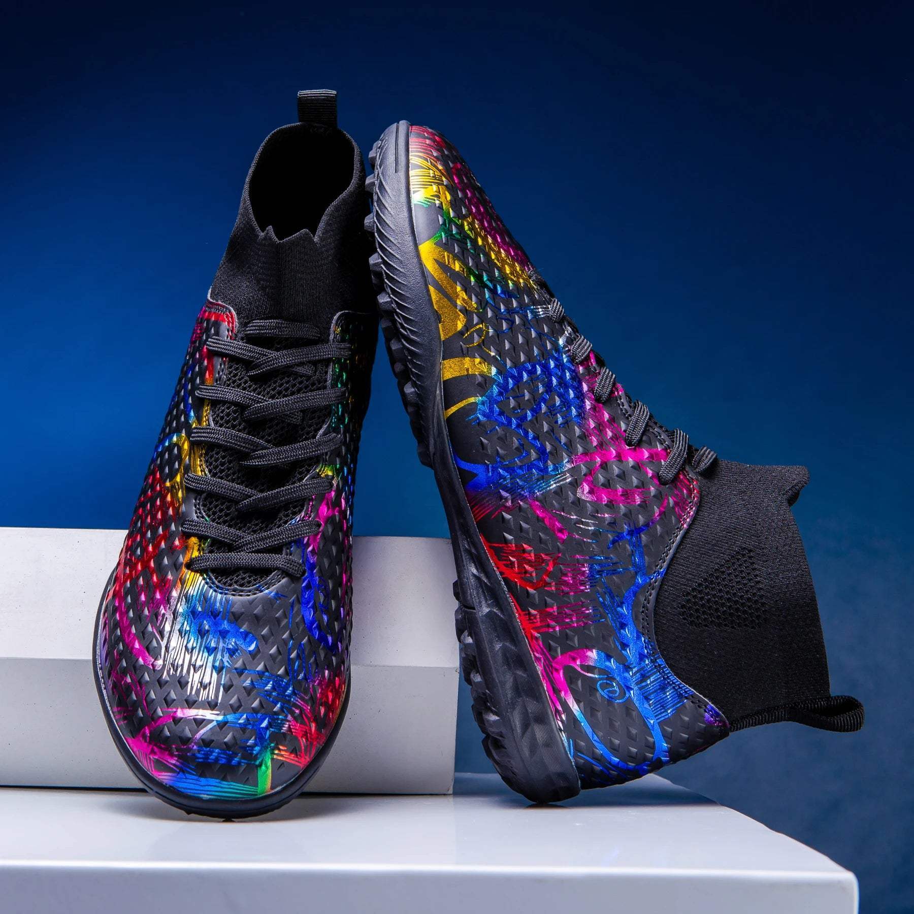 Sapatos de futebol profissional High Top para homens, TF unhas quebradas unhas curtas, esportes ao ar livre, tênis de competição