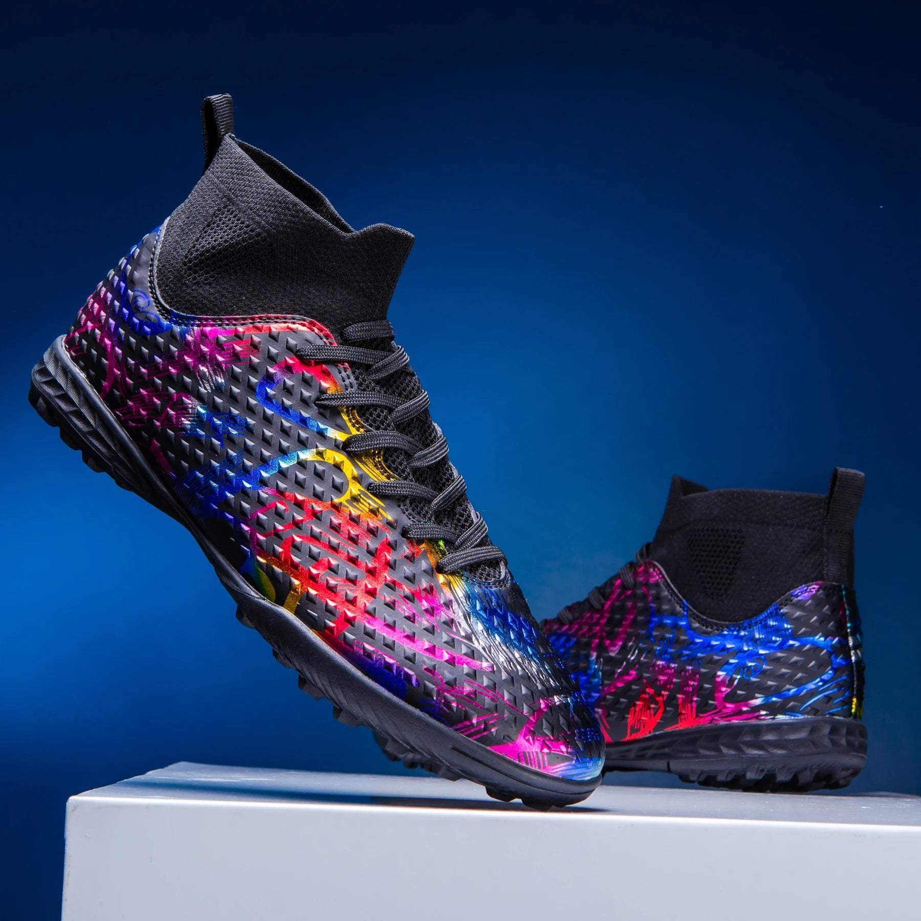 Sapatos de futebol profissional High Top para homens, TF unhas quebradas unhas curtas, esportes ao ar livre, tênis de competição