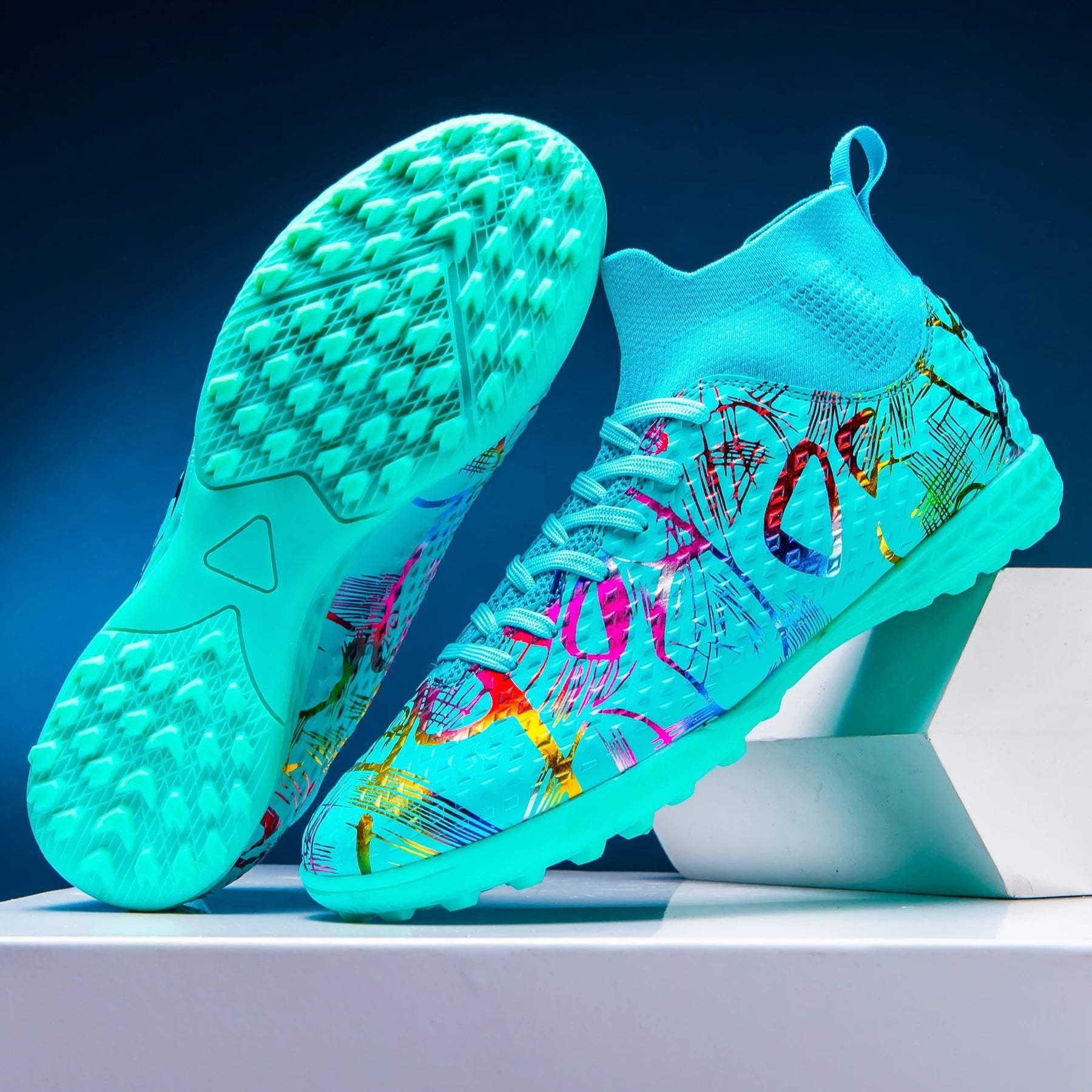 Sapatos de futebol profissional High Top para homens, TF unhas quebradas unhas curtas, esportes ao ar livre, tênis de competição