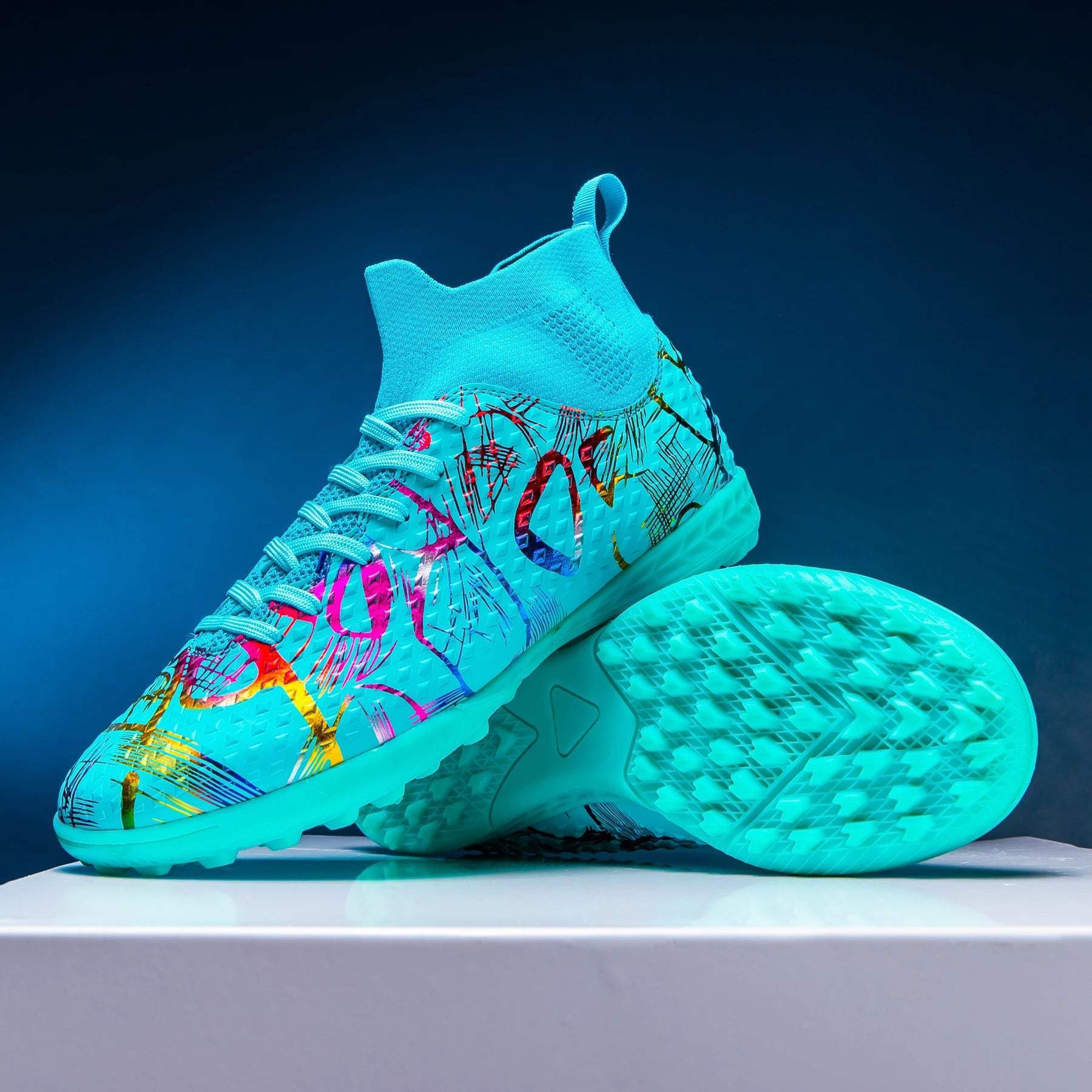 Sapatos de futebol profissional High Top para homens, TF unhas quebradas unhas curtas, esportes ao ar livre, tênis de competição