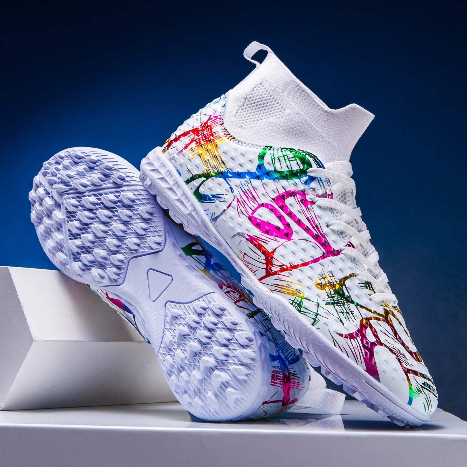 Sapatos de futebol profissional High Top para homens, TF unhas quebradas unhas curtas, esportes ao ar livre, tênis de competição