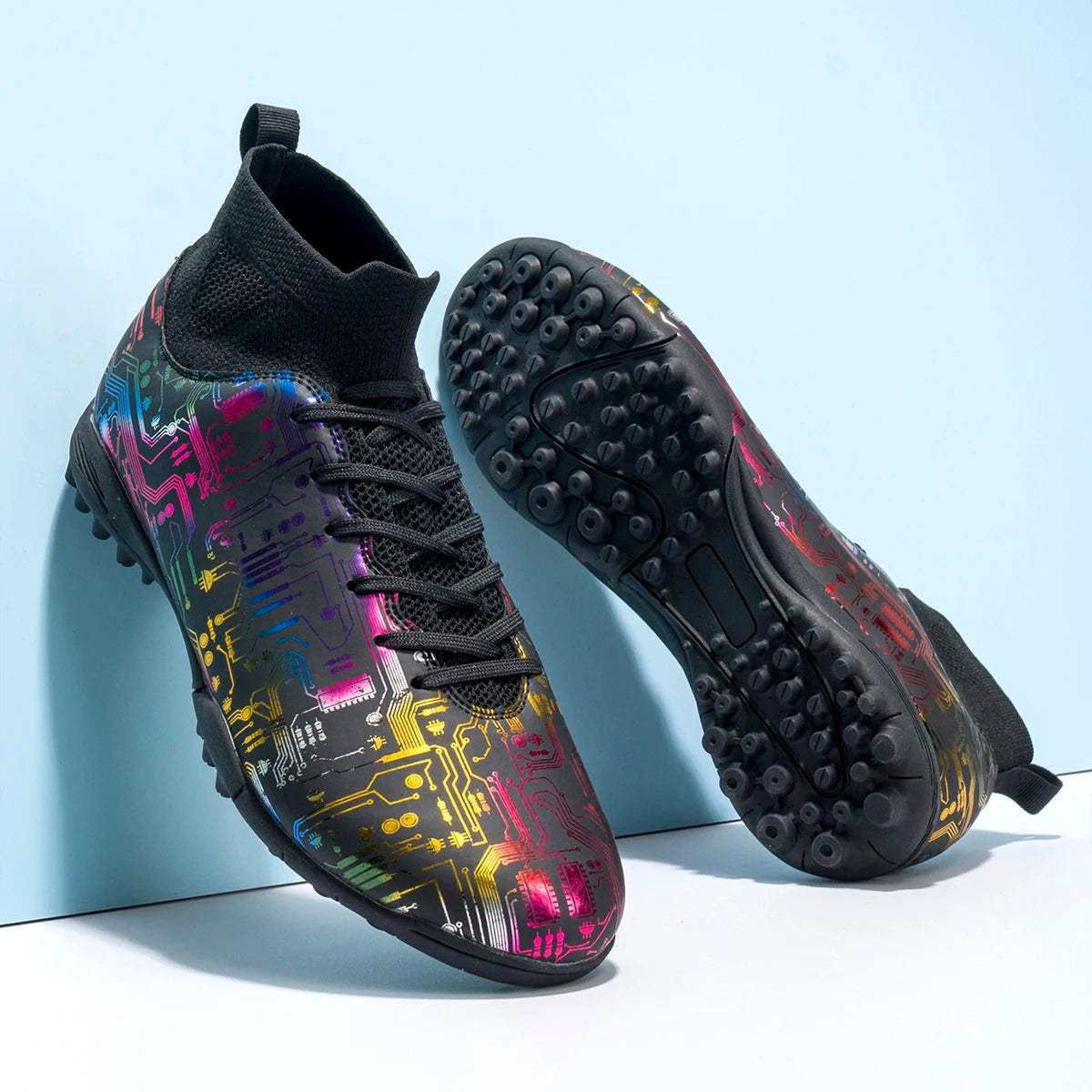 Sapatos de futebol profissional High Top para homens, TF unhas quebradas unhas curtas, esportes ao ar livre, tênis de competição