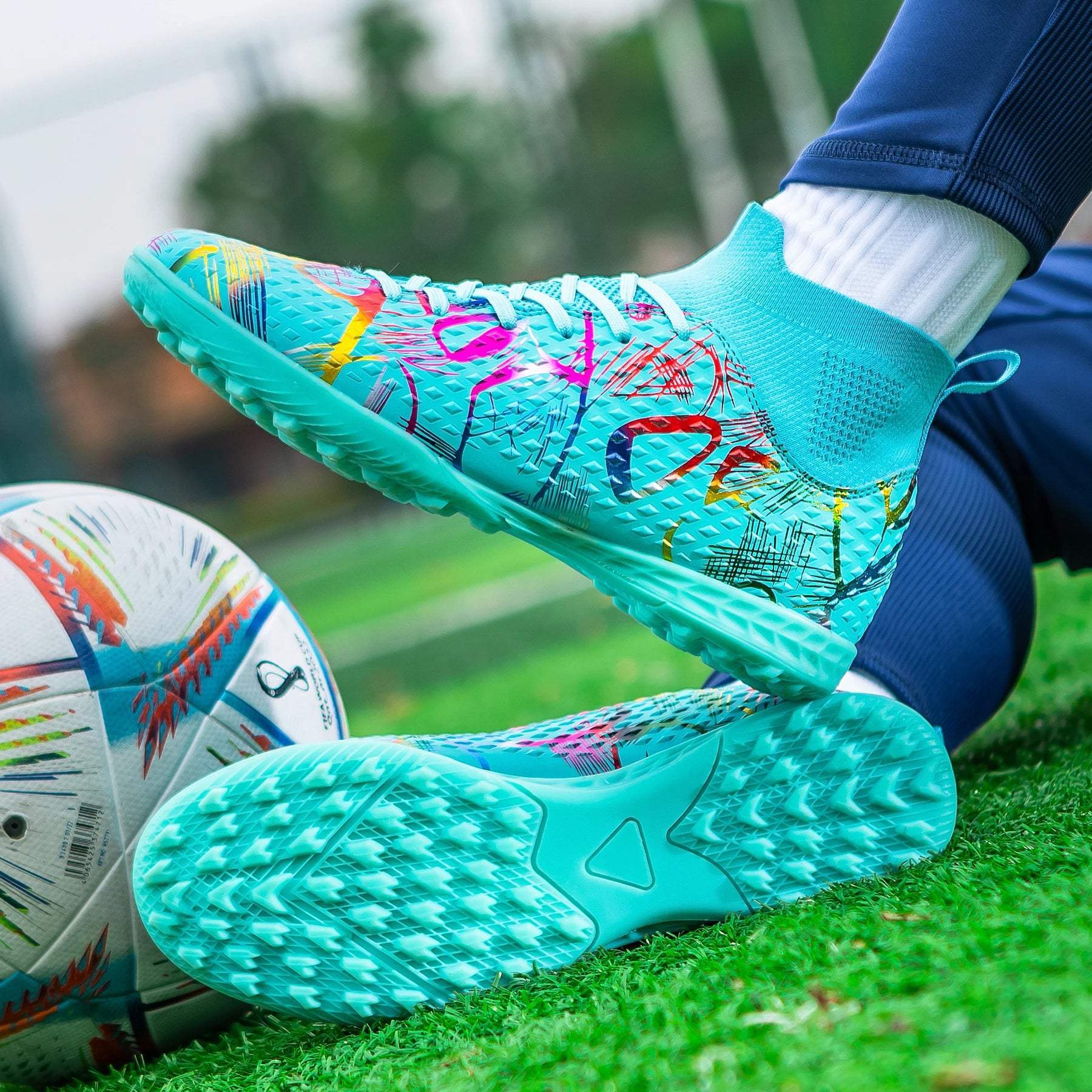 Sapatos de futebol profissional High Top para homens, TF unhas quebradas unhas curtas, esportes ao ar livre, tênis de competição